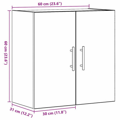 vidaXL Wandmontierter Schrank Schwarz Eichen-Optik 60 x 31 x 70 cm