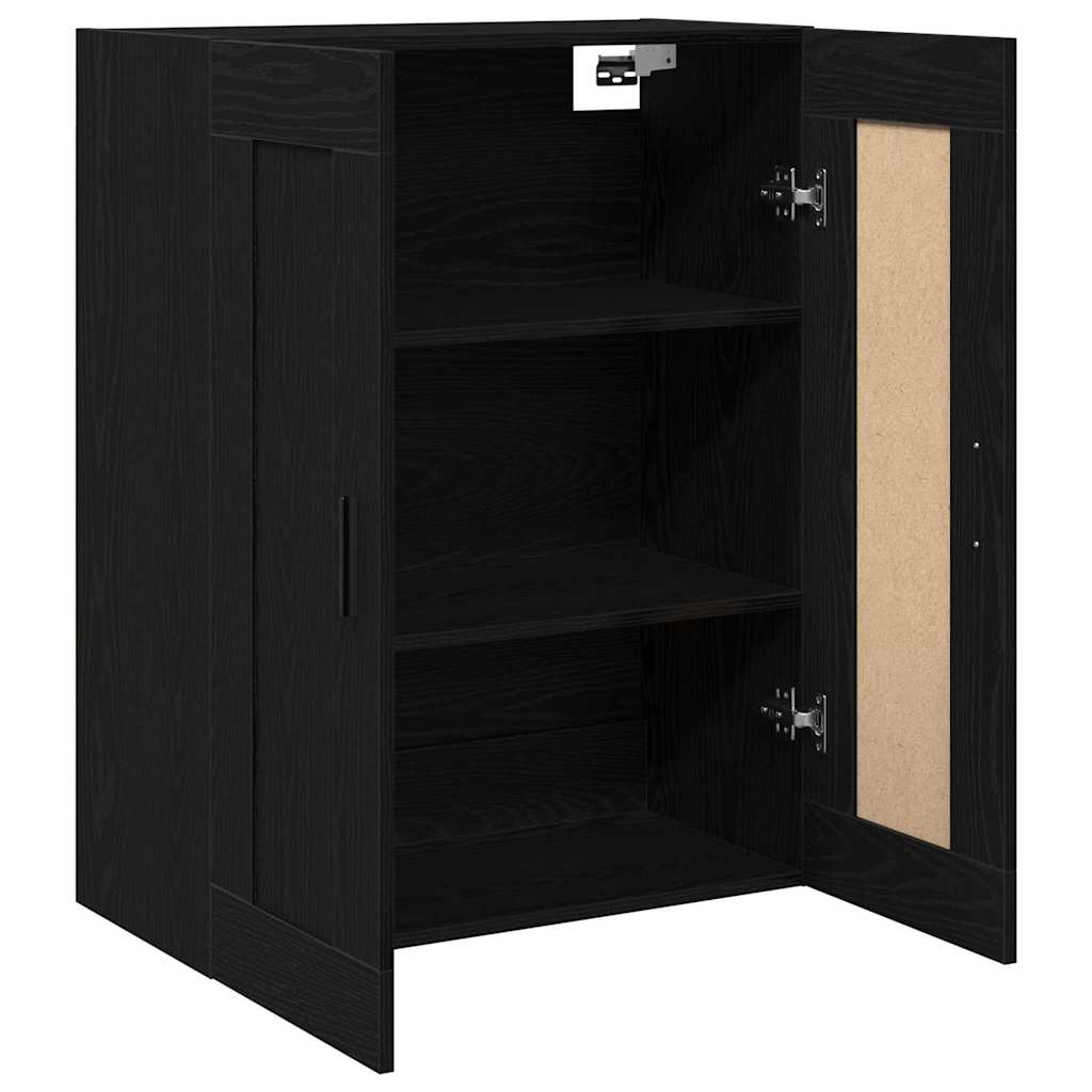 Wandmontierter Schrank Schwarz Eichen-Optik 69,5 x 34 x 90 cm
