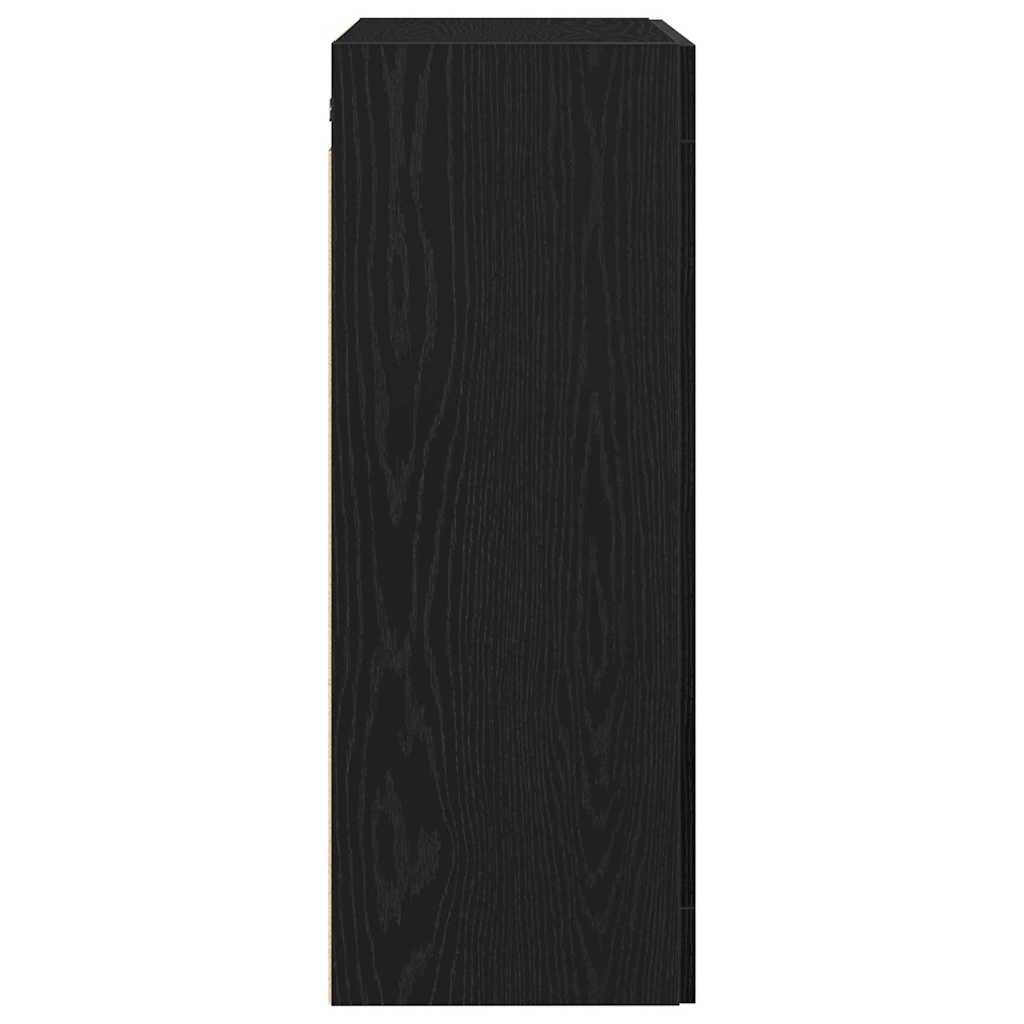 Wandmontierter Schrank Schwarz Eichen-Optik 69,5 x 34 x 90 cm