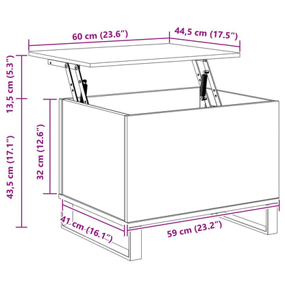 vidaXL Couchtisch Schwarz Eichen-Optik 60 x 44,5 x 45 cm