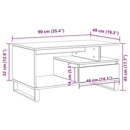 vidaXL Couchtisch Schwarz Eichen-Optik 90 x 49 x 45 cm Holzwerkstoff