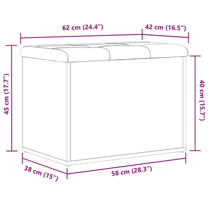 Sitzbank mit Stauraum Schwarz Eichen-Optik 62 x 42 x 45 cm