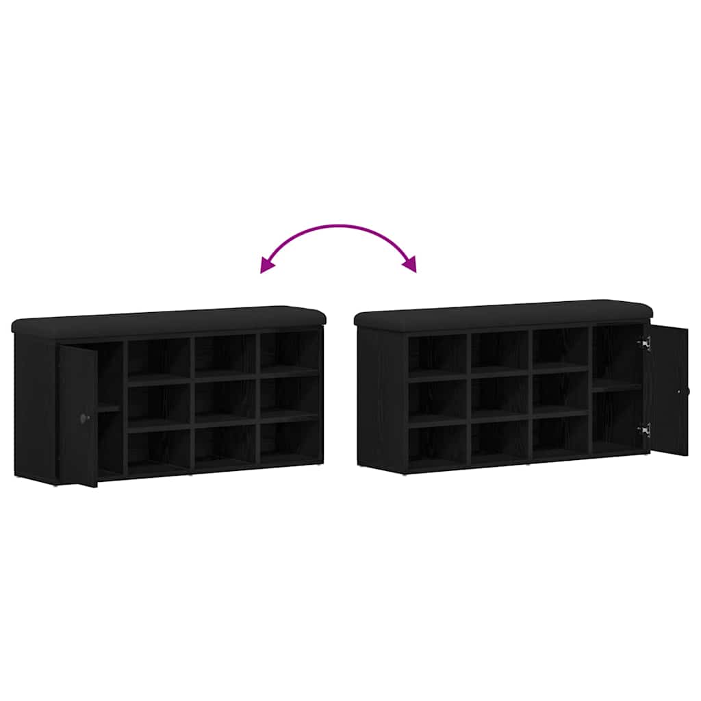 Sitzbank mit Stauraum Schwarz Eichen-Optik 102 x 32 x 50 cm