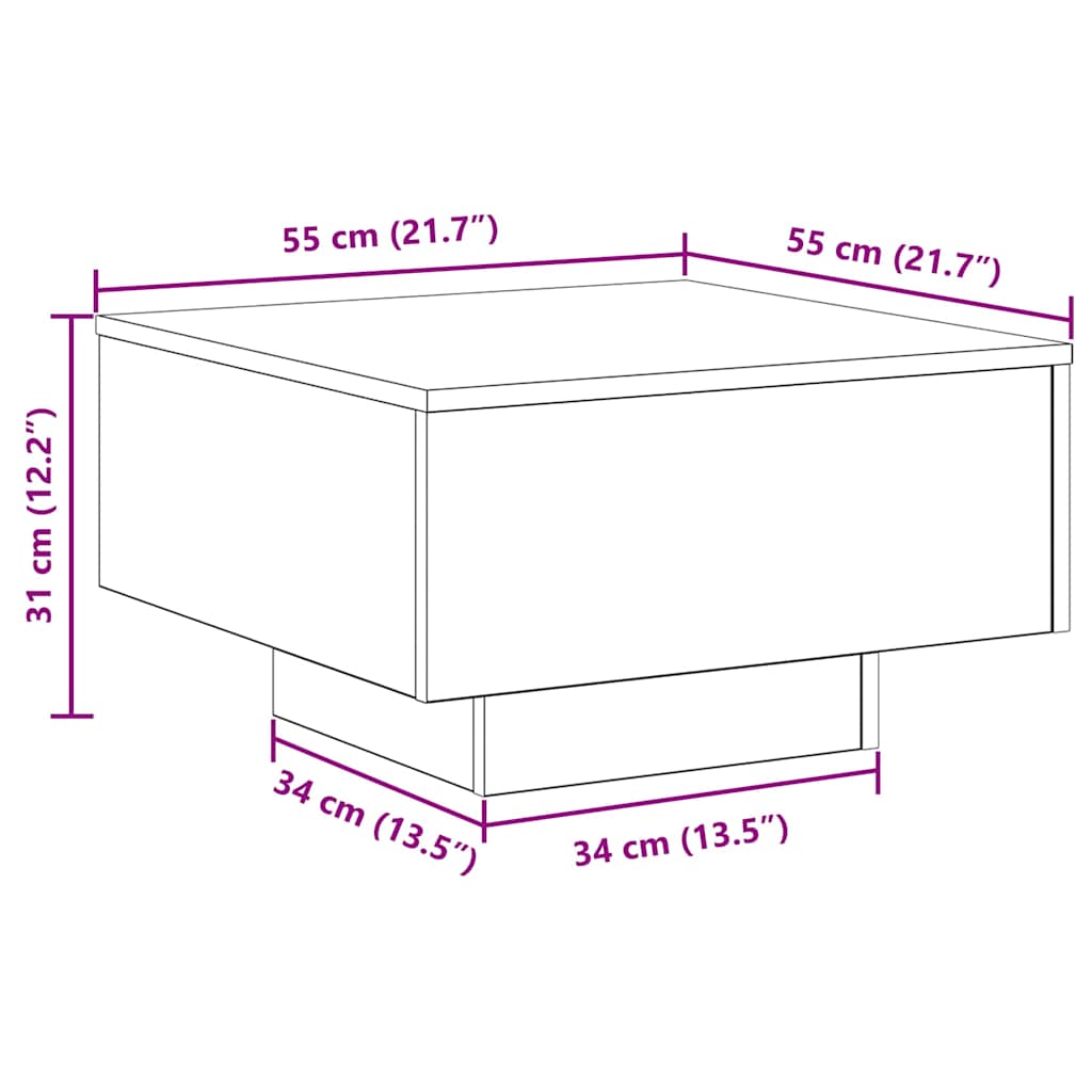 vidaXL Couchtisch Altholz 55 x 55 x 31 cm