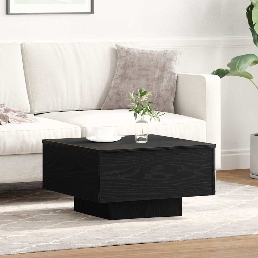 vidaXL Table basse noir aspect chêne 55 x 55 x 31 cm