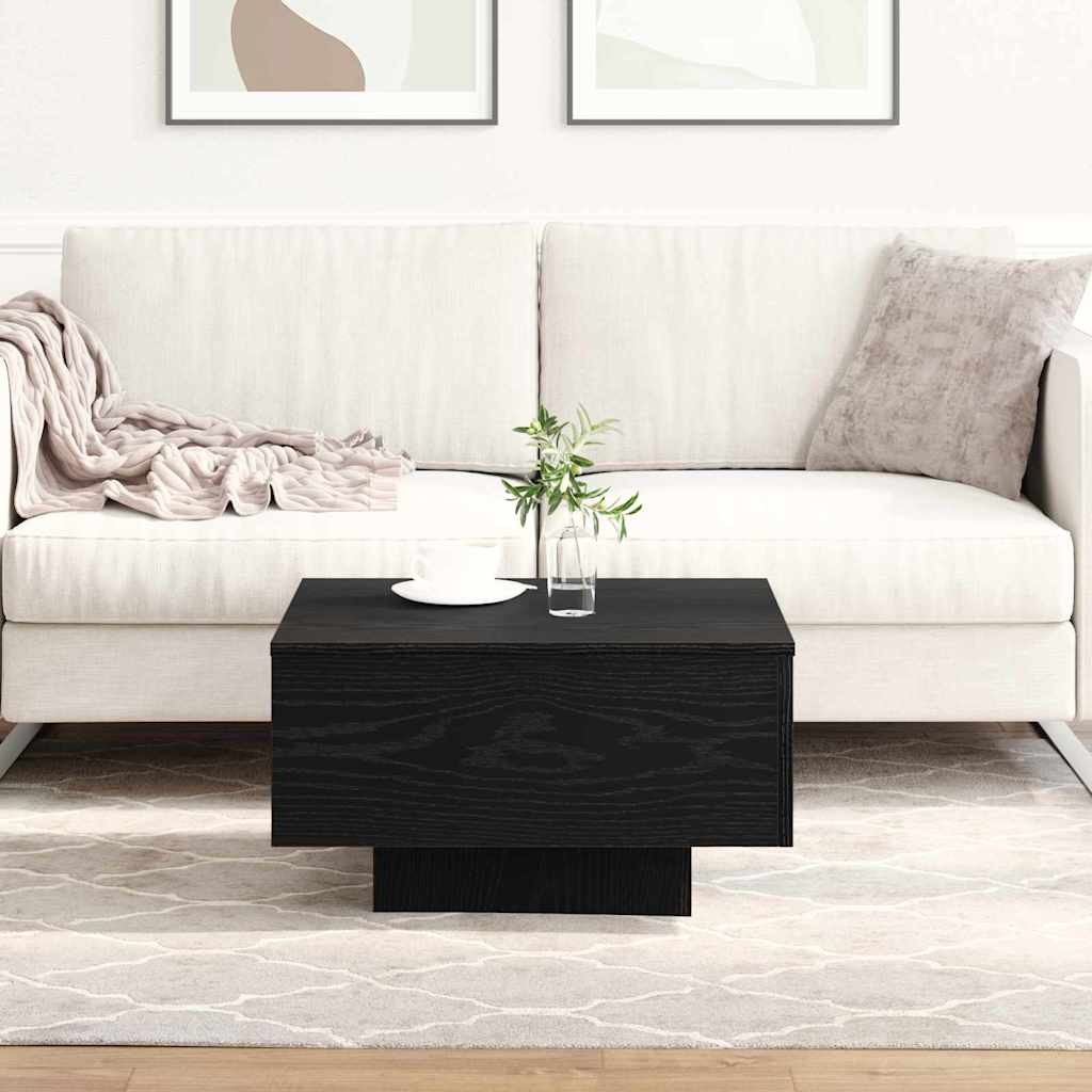 vidaXL Table basse noir aspect chêne 55 x 55 x 31 cm