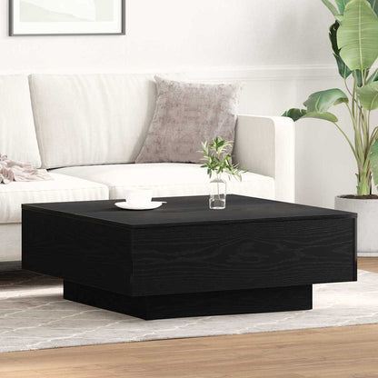 vidaXL Table basse noire aspect chêne 80 x 80 x 31 cm