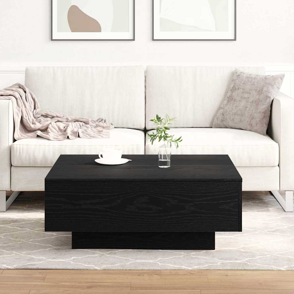 vidaXL Table basse noire aspect chêne 80 x 80 x 31 cm