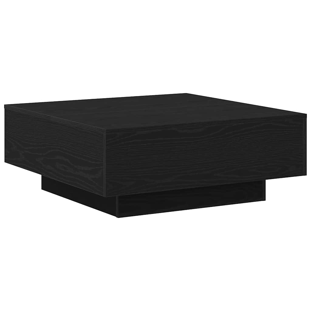 vidaXL Table basse noire aspect chêne 80 x 80 x 31 cm