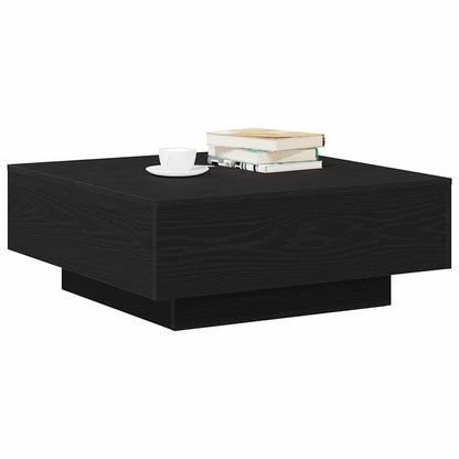 vidaXL Table basse noire aspect chêne 80 x 80 x 31 cm