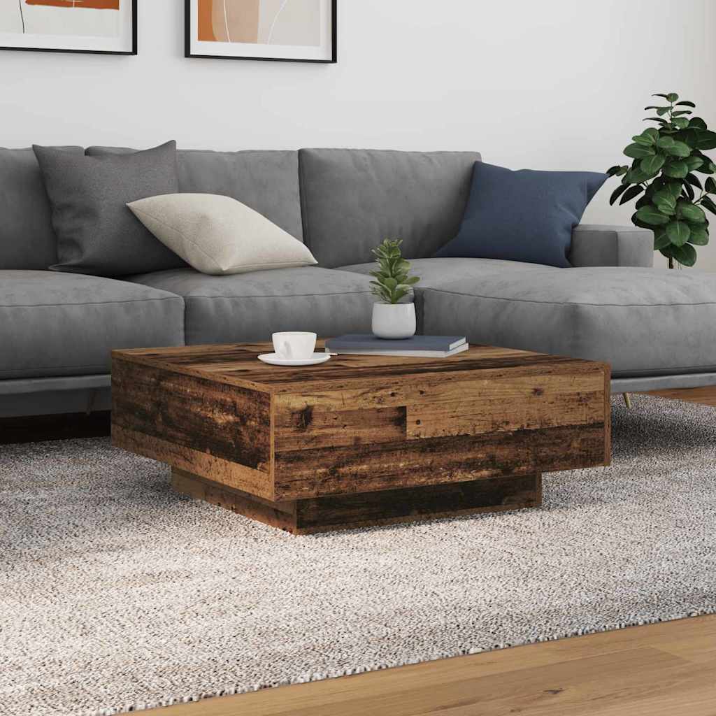vidaXL Table basse Bois ancien et bleu 80 x 80 x 31 cm Bois d'ingénierie