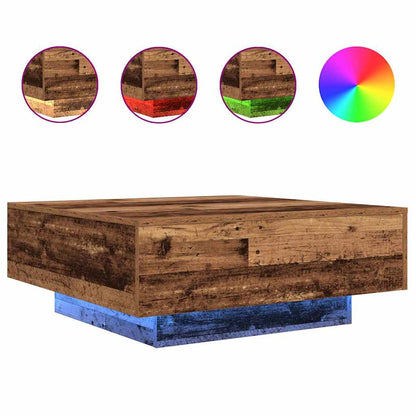 vidaXL Table basse Bois ancien et bleu 80 x 80 x 31 cm Bois d'ingénierie