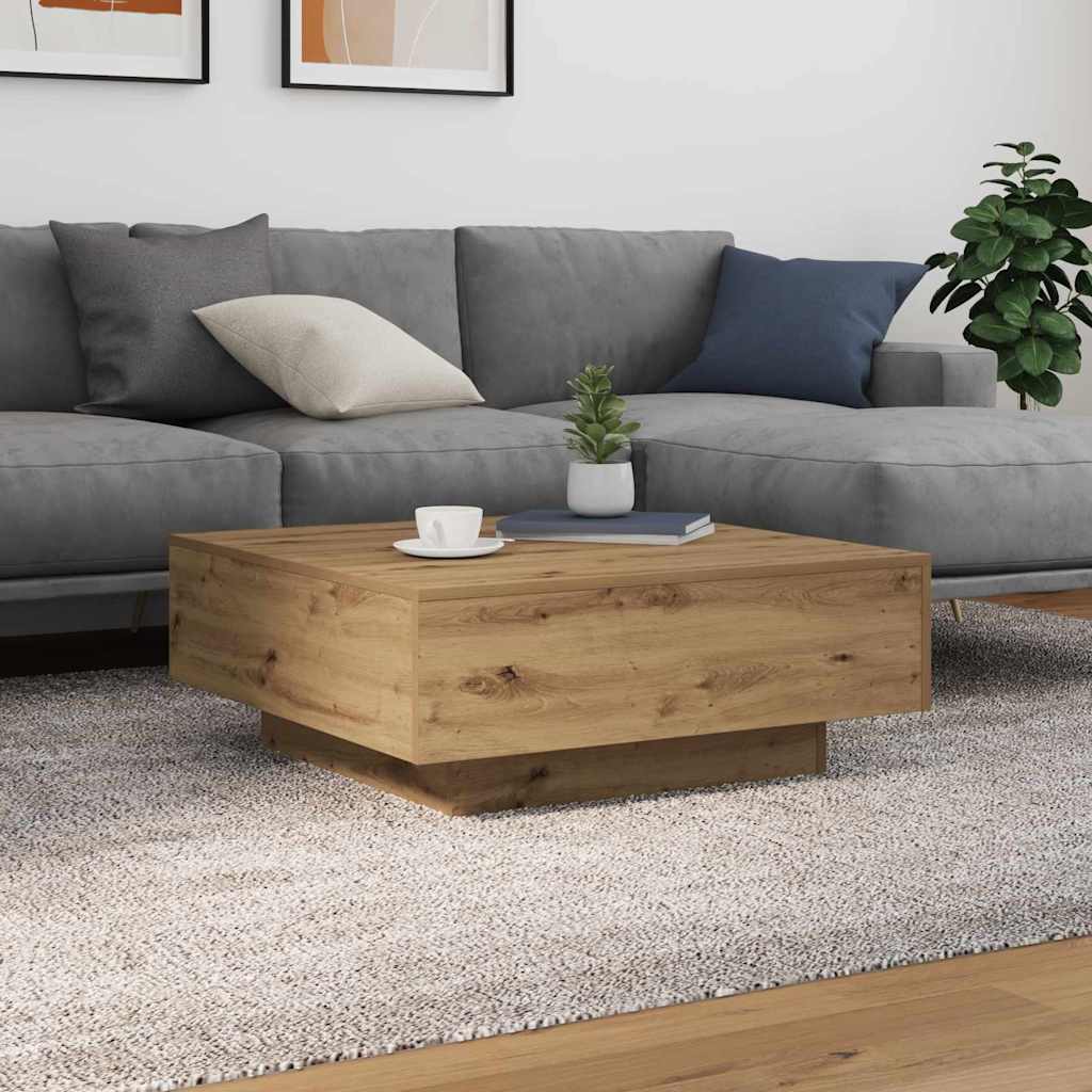 vidaXL Table basse chêne artisan 80 x 80 x 31 cm Bois d'ingénierie