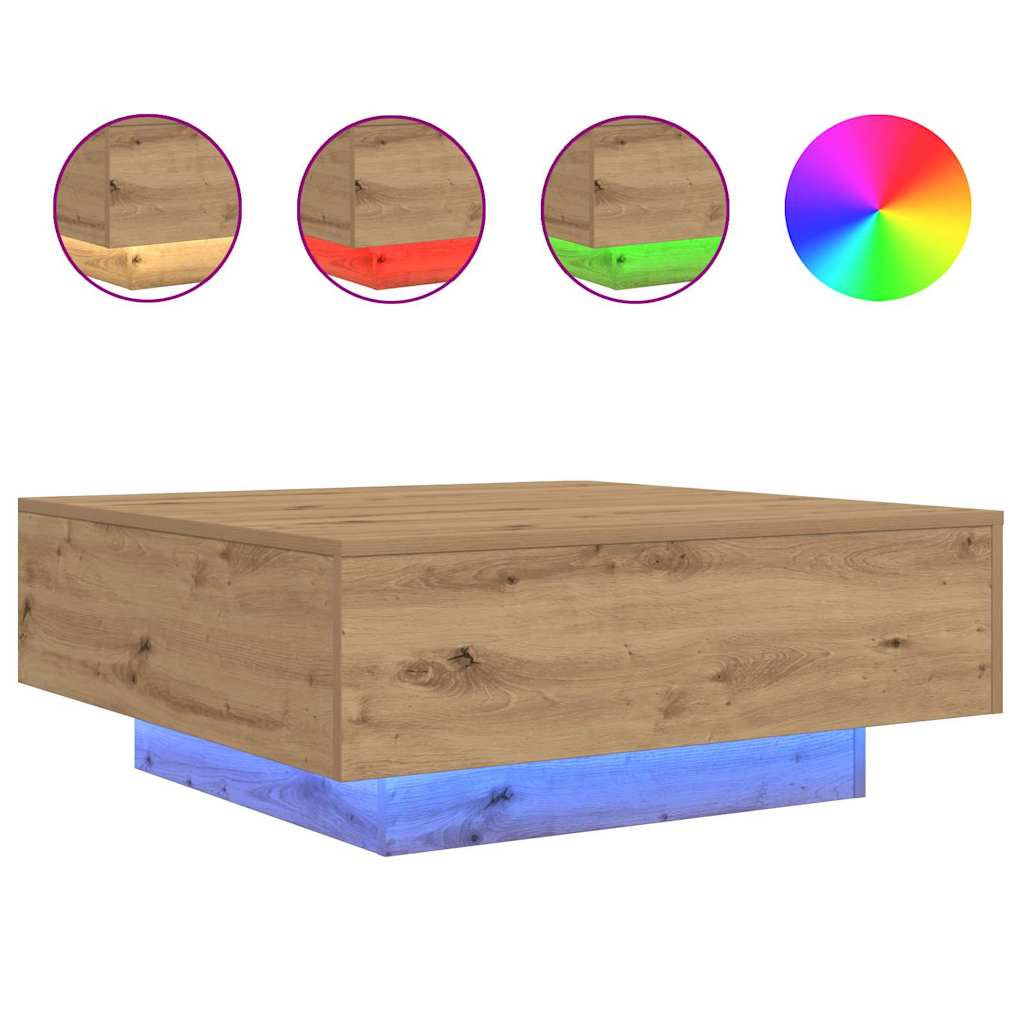 vidaXL Table basse chêne artisan 80 x 80 x 31 cm Bois d'ingénierie