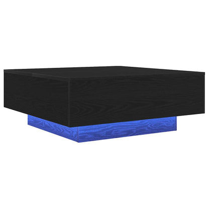 vidaXL Table basse noire aspect chêne 80 x 80 x 31 cm Bois d'ingénierie