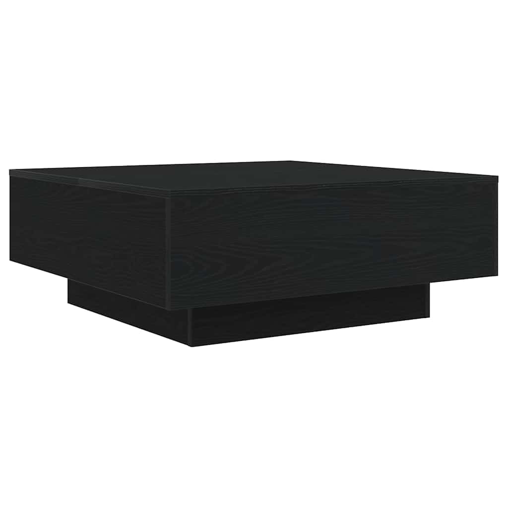 vidaXL Table basse noire aspect chêne 80 x 80 x 31 cm Bois d'ingénierie