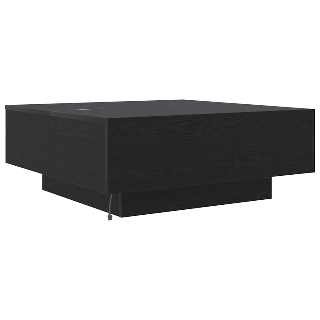 vidaXL Table basse noire aspect chêne 80 x 80 x 31 cm Bois d'ingénierie
