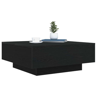 vidaXL Table basse noire aspect chêne 80 x 80 x 31 cm Bois d'ingénierie
