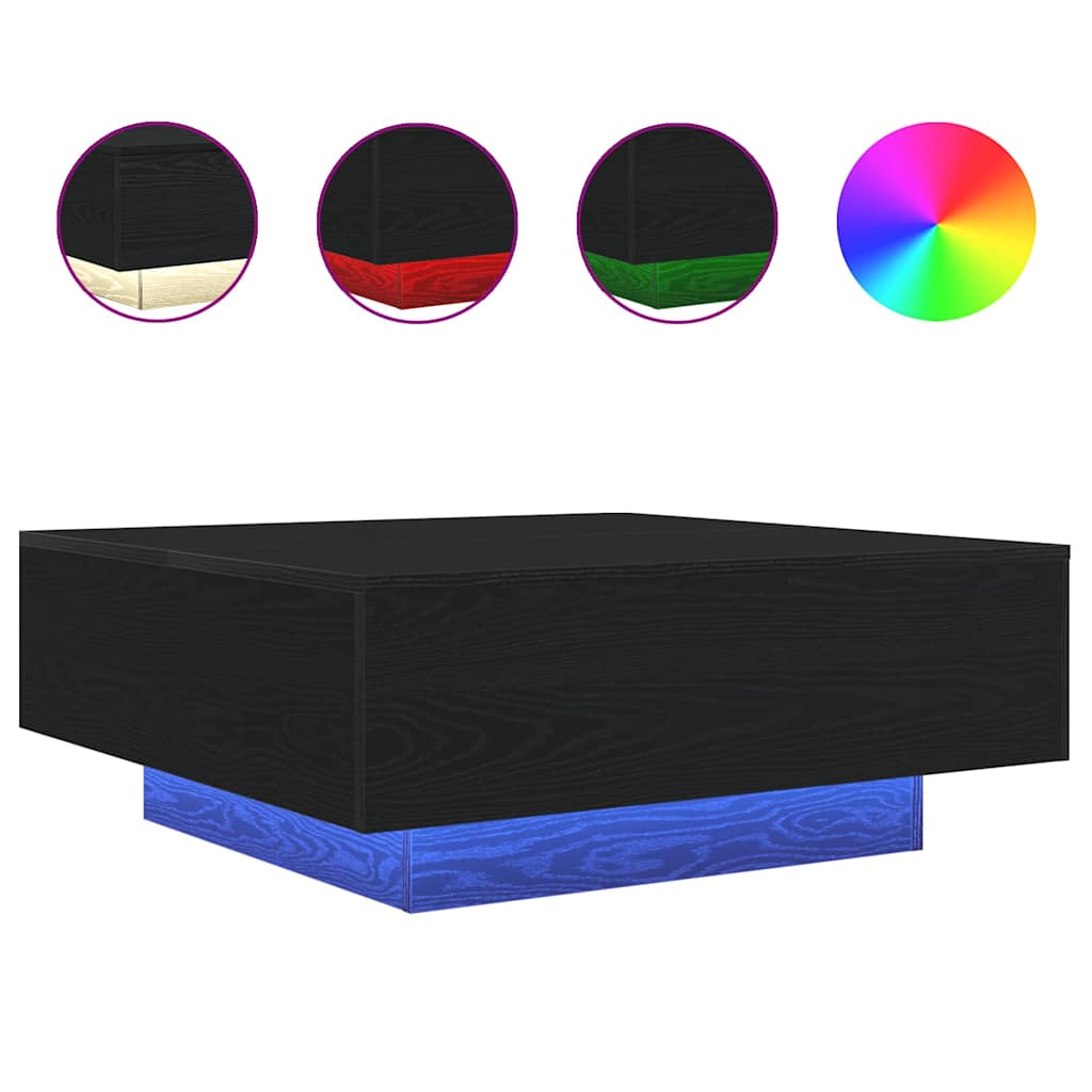 vidaXL Table basse noire aspect chêne 80 x 80 x 31 cm Bois d'ingénierie