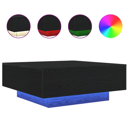 vidaXL Table basse noire aspect chêne 80 x 80 x 31 cm Bois d'ingénierie