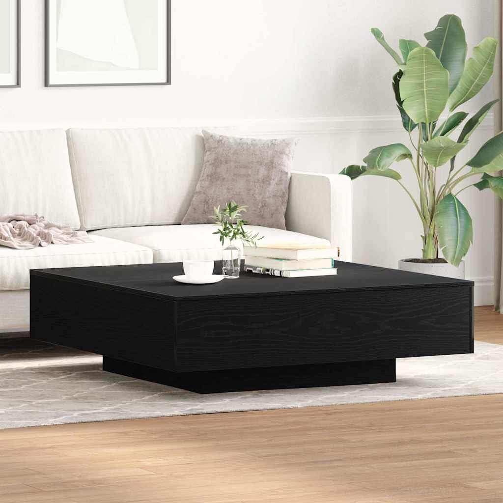 vidaXL Table basse noire aspect chêne 100 x 100 x 31 cm