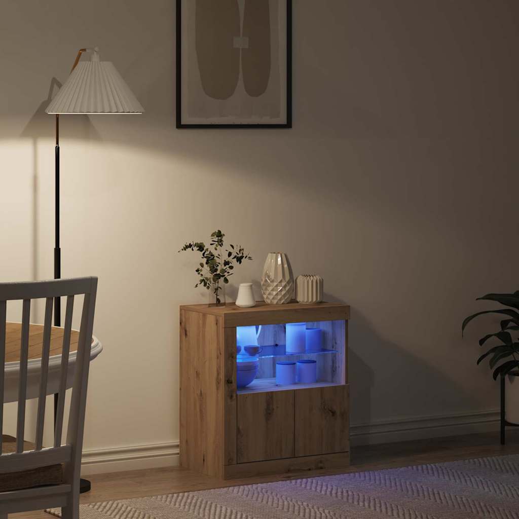 LED-Sideboard Braun 60,5 x 37 x 67 cm Holzwerkstoff