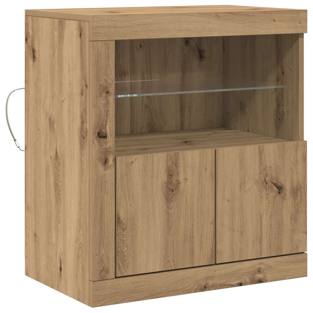 LED-Sideboard Braun 60,5 x 37 x 67 cm Holzwerkstoff
