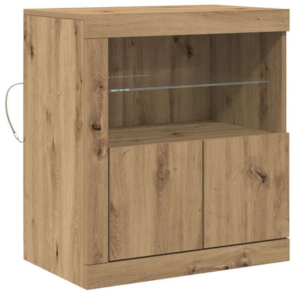 LED-Sideboard Braun 60,5 x 37 x 67 cm Holzwerkstoff