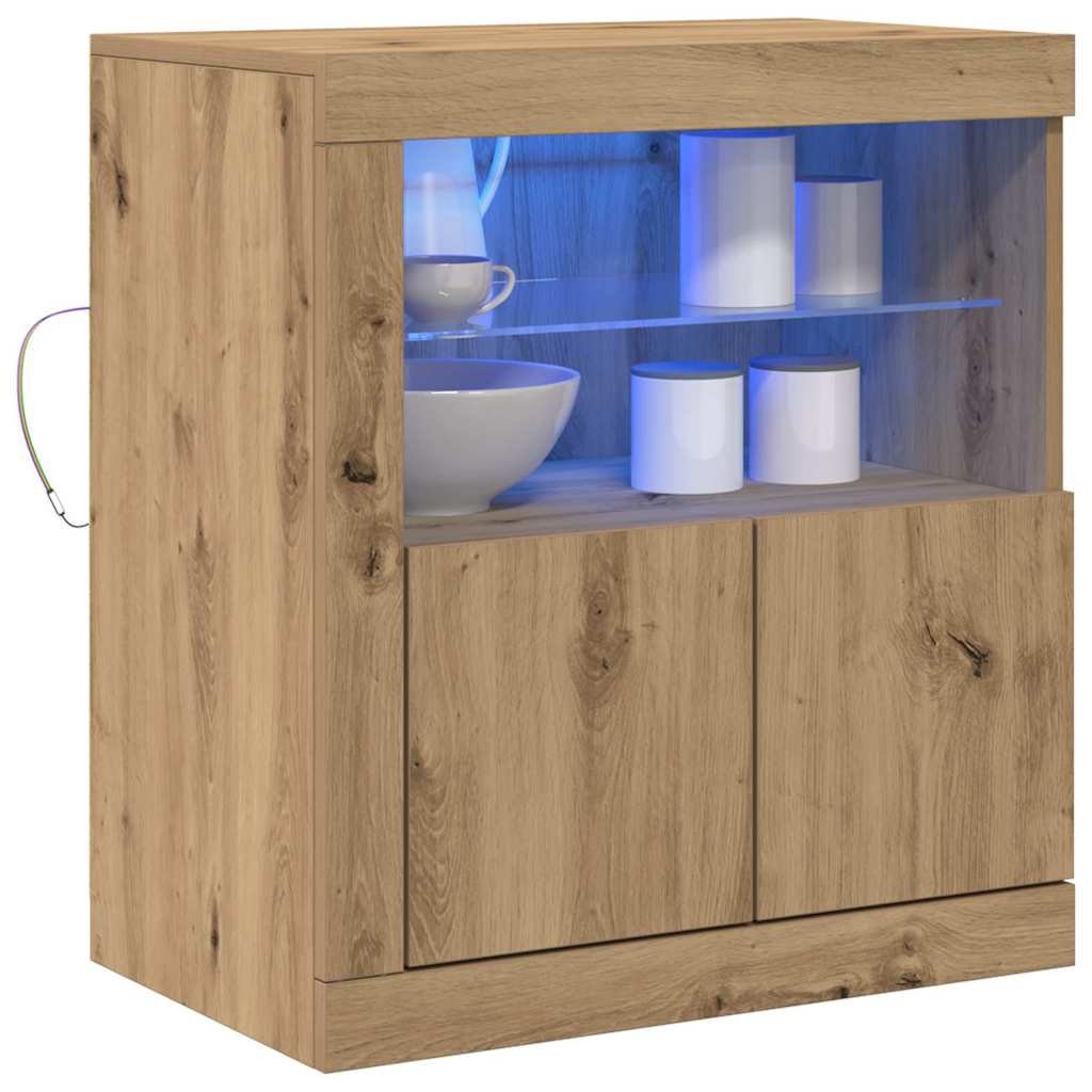LED-Sideboard Braun 60,5 x 37 x 67 cm Holzwerkstoff
