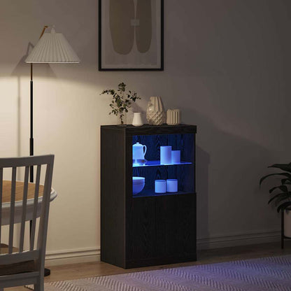 vidaXL LED-Sideboard Schwarz Eichen-Optik 60,5 x 37 x 100 cm