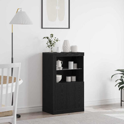 vidaXL LED-Sideboard Schwarz Eichen-Optik 60,5 x 37 x 100 cm