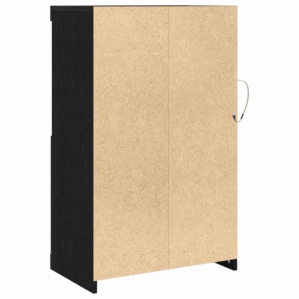 vidaXL LED-Sideboard Schwarz Eichen-Optik 60,5 x 37 x 100 cm