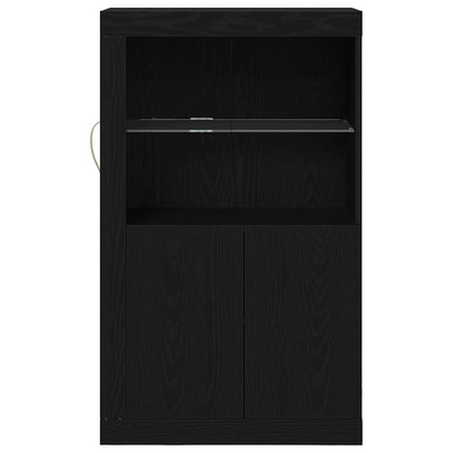 vidaXL LED-Sideboard Schwarz Eichen-Optik 60,5 x 37 x 100 cm