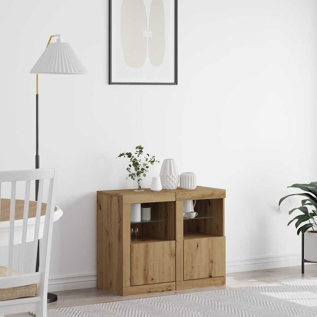 vidaXL LED-Sideboard 2 pcs Artisan-Eiche 41 x 37 x 67 cm Holzwerkstoff