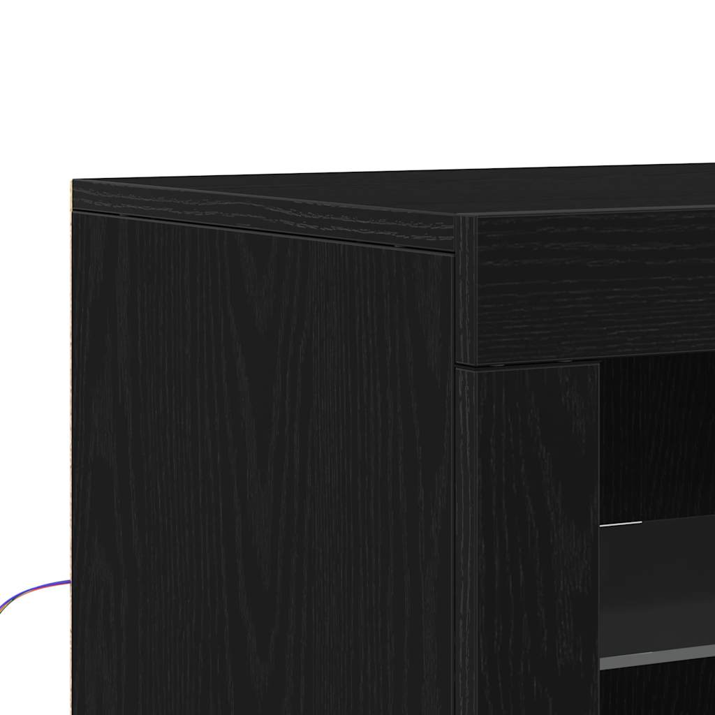 vidaXL LED-Sideboard Schwarz Eichen-Optik 41 x 37 x 67 cm