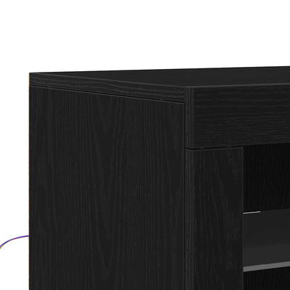 vidaXL LED-Sideboard 2 pcs Schwarz Eichen-Optik 41 x 37 x 67 cm