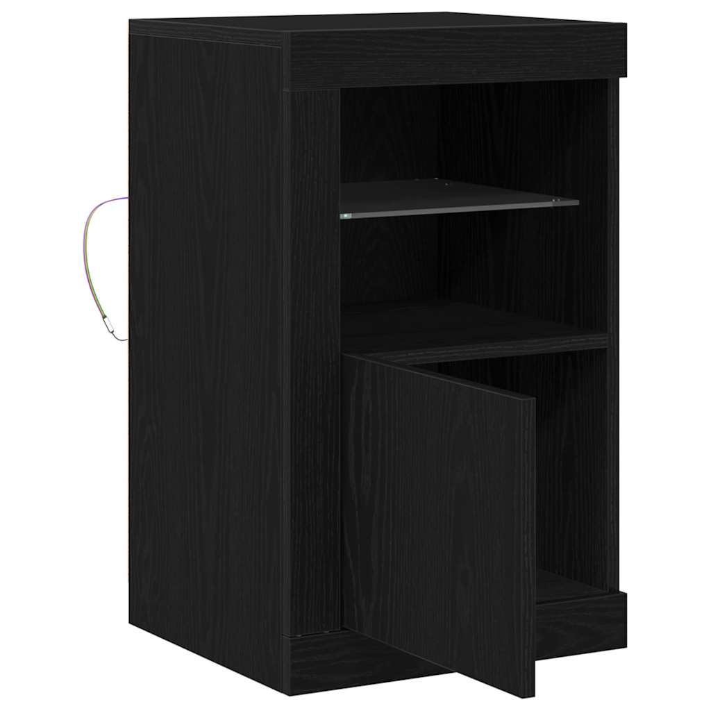 vidaXL LED-Sideboard 2 pcs Schwarz Eichen-Optik 41 x 37 x 67 cm