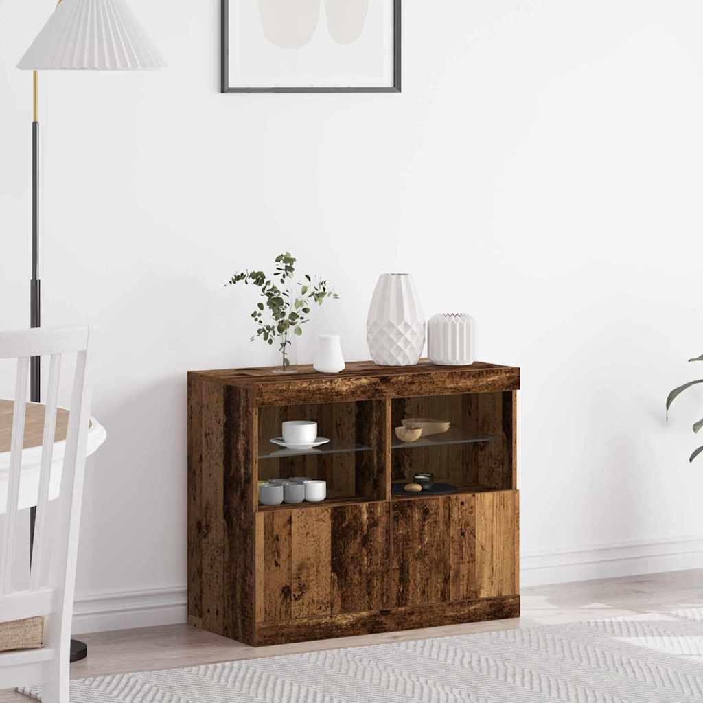 LED-Sideboard Braun 81 x 37 x 66,5 cm Holzwerkstoff