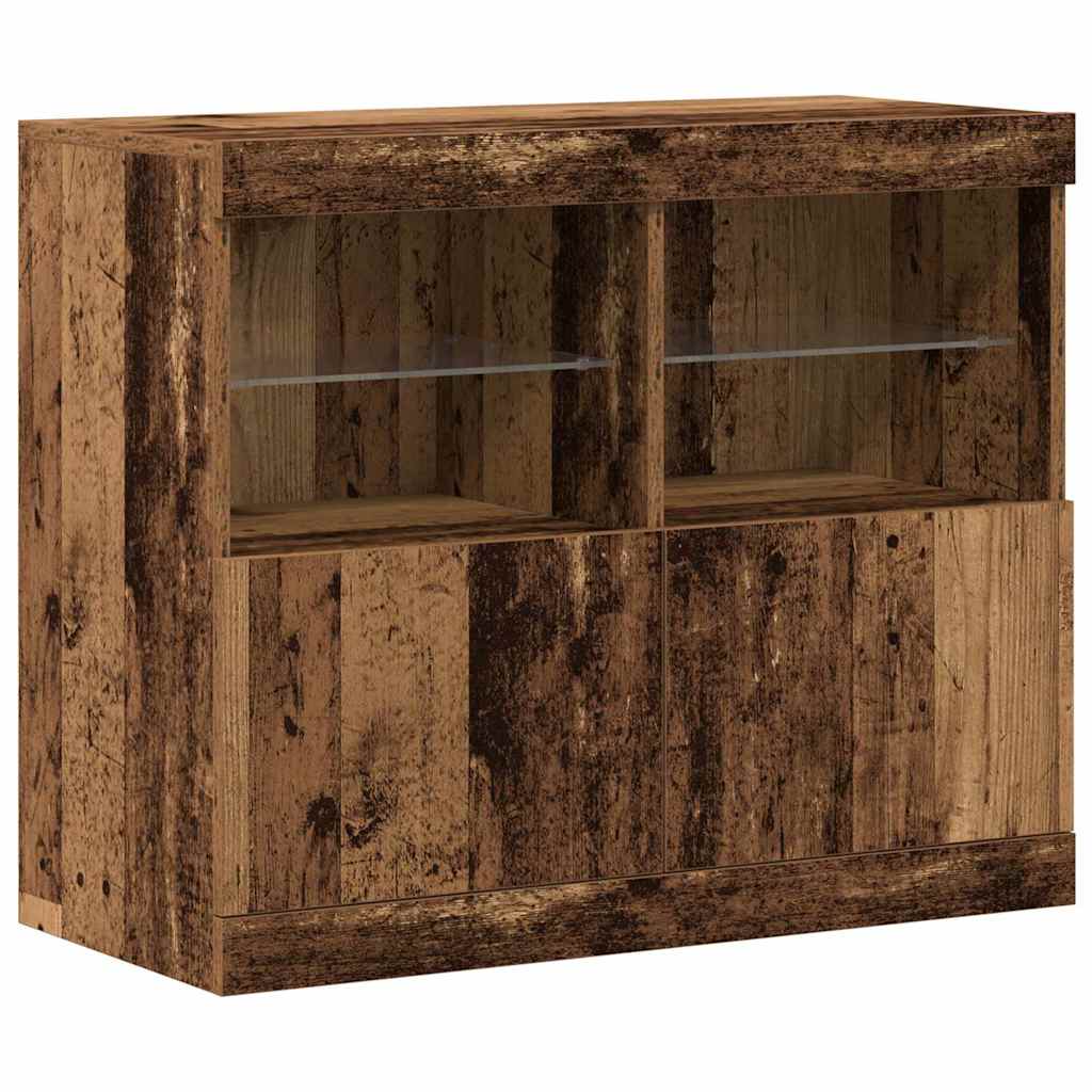 LED-Sideboard Braun 81 x 37 x 66,5 cm Holzwerkstoff