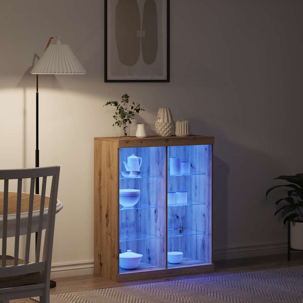 vidaXL LED-Sideboard Artisan-Eiche 41 x 37 x 100 cm Holzwerkstoff