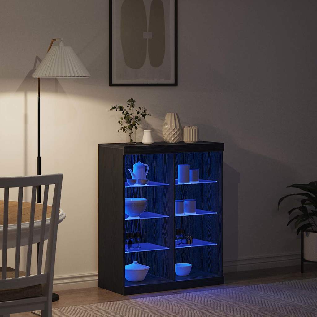 vidaXL LED-Sideboard Schwarz Eichen-Optik 41 x 37 x 100 cm