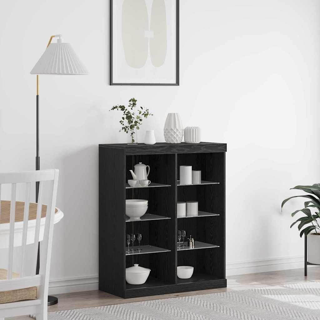 vidaXL LED-Sideboard Schwarz Eichen-Optik 41 x 37 x 100 cm