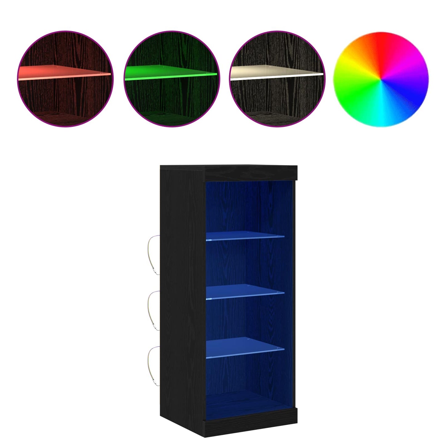 vidaXL LED-Sideboard Schwarz Eichen-Optik 41 x 37 x 100 cm