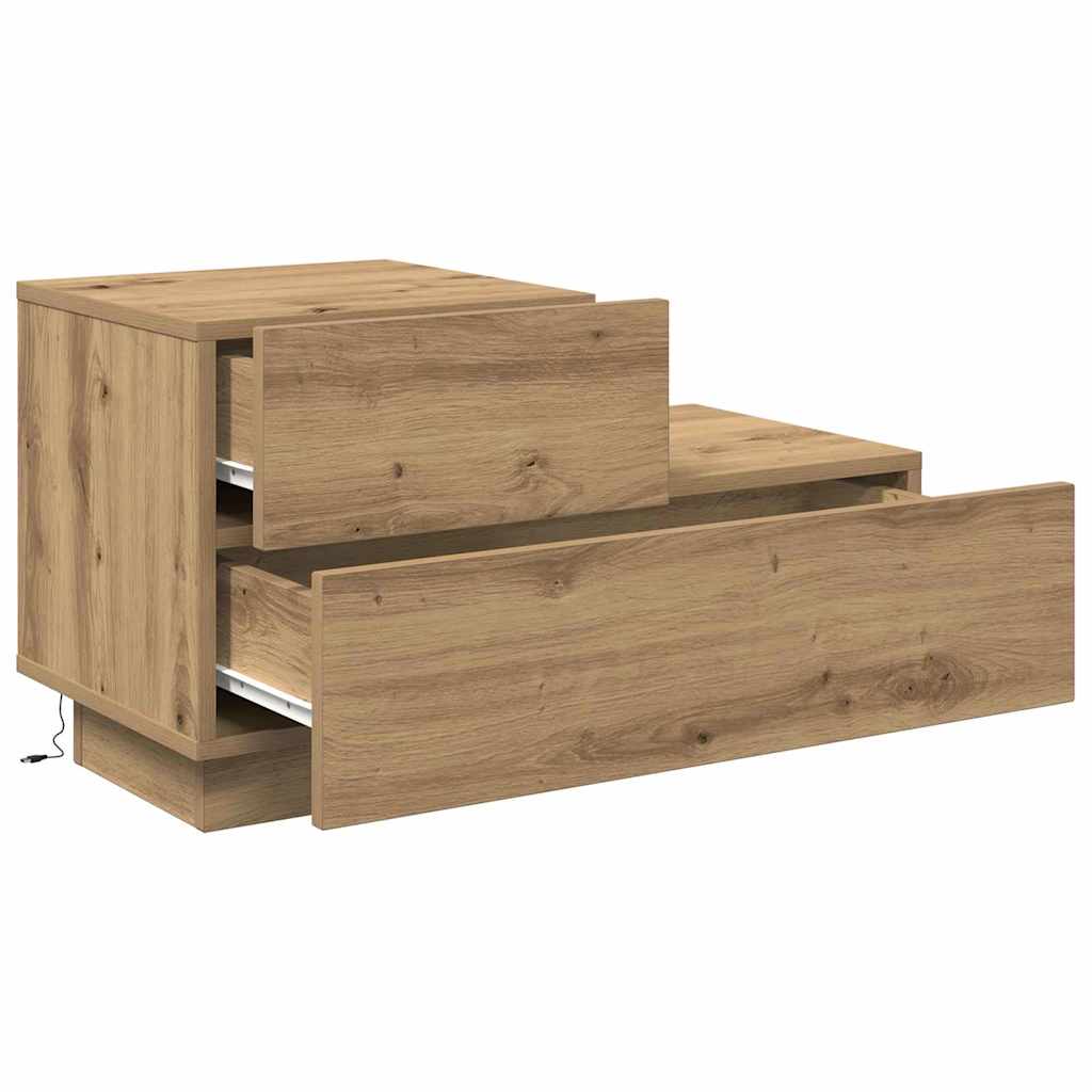 vidaXL Table de chevet Chêne artisanat 70 x 36 x 40,5 cm Bois d'ingénierie