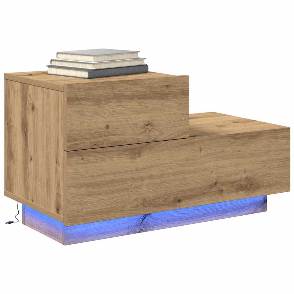 vidaXL Table de chevet Chêne artisanat 70 x 36 x 40,5 cm Bois d'ingénierie