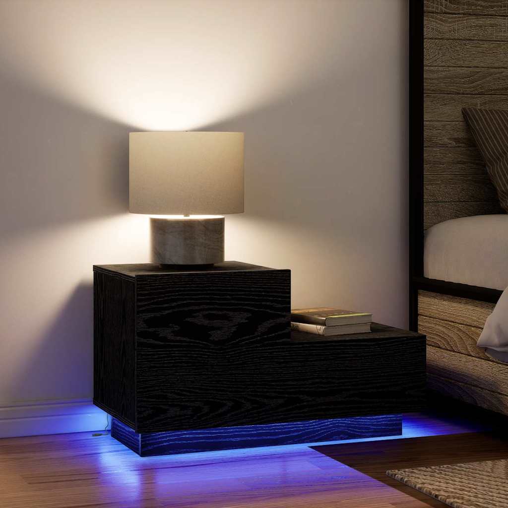 Nachttisch Schwarz Eichen-Optik 70 x 36 x 40,5 cm Holzwerkstoff