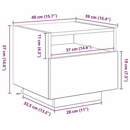 vidaXL Nachttisch Schwarz Eichen-Optik 40 x 39 x 37 cm Holzwerkstoff