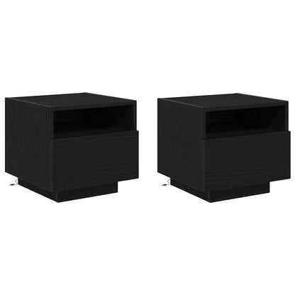 vidaXL Nachttisch 2 pcs Schwarz Eichen-Optik 40 x 39 x 37 cm