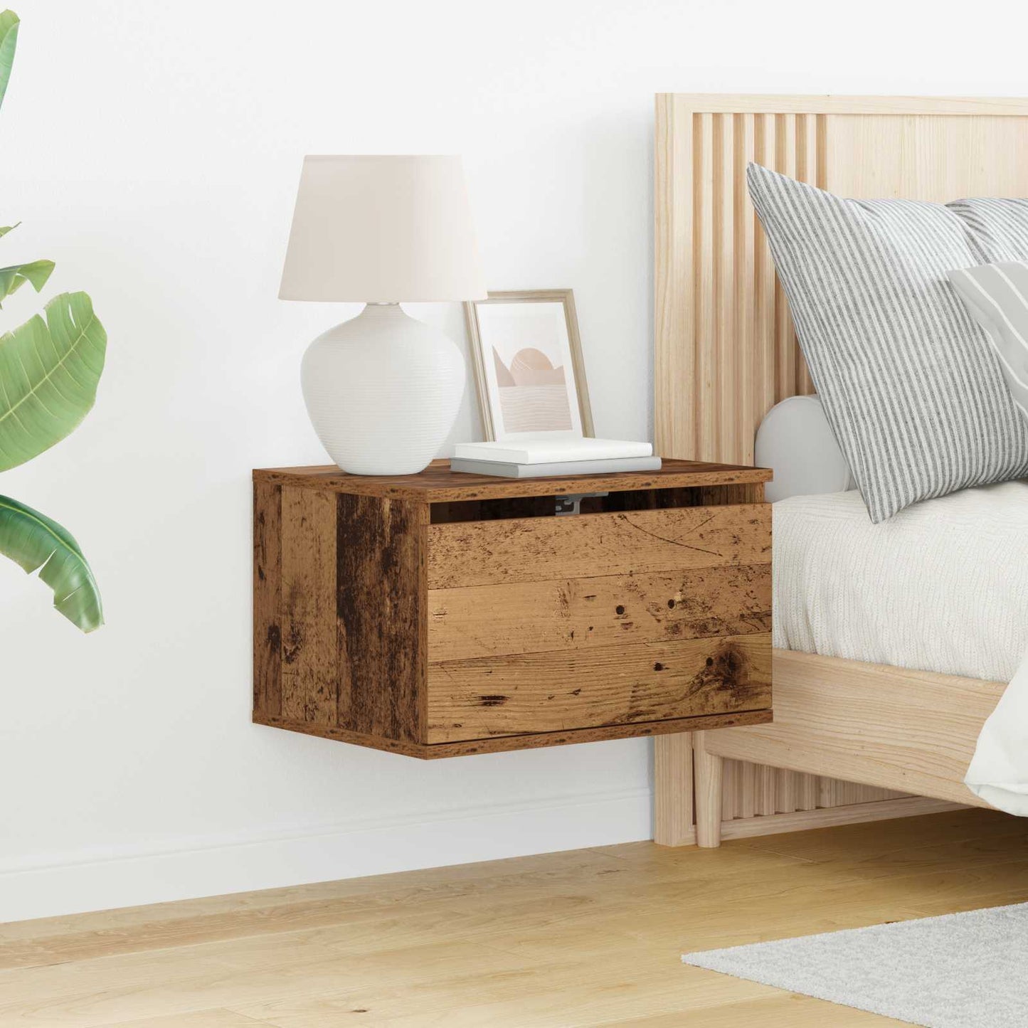 vidaXL Wandmontiertes Nachttischchen 2 pcs Altholz Holzwerkstoff