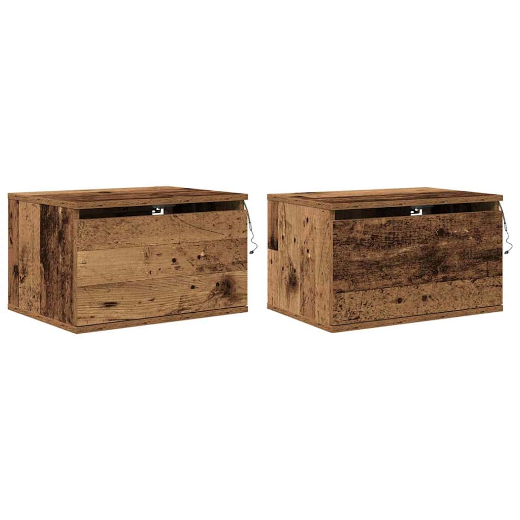Wandmontiertes Nachttischchen 2 pcs Altholz Holzwerkstoff